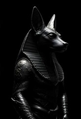Obraz premium Black Anubis Statue Dark Egyptian God Figure