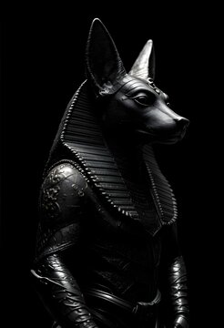Black Anubis Statue Dark Egyptian God Figure