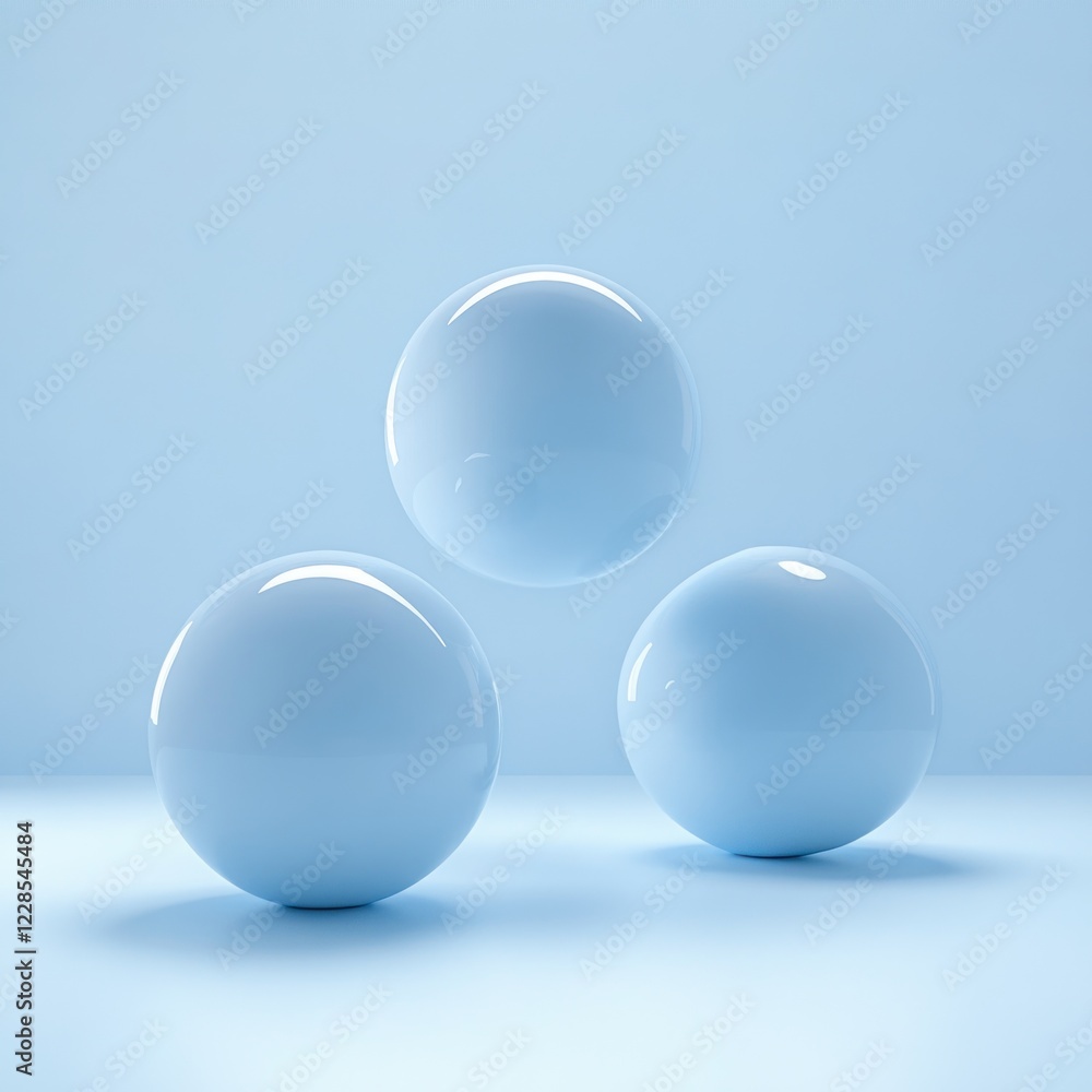 Poster minimalist abstract display podium for product showcase in soft blue color palette