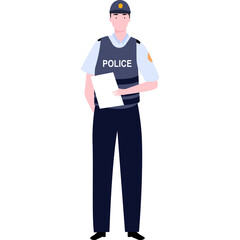 flat illustration character traffic police holding paper doc