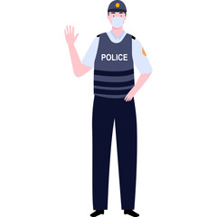 flat illustration character traffic police using mask