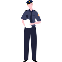 flat illustration character policeman holding paper doc