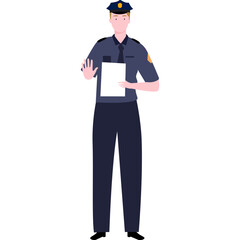 flat illustration character policeman holding paper doc