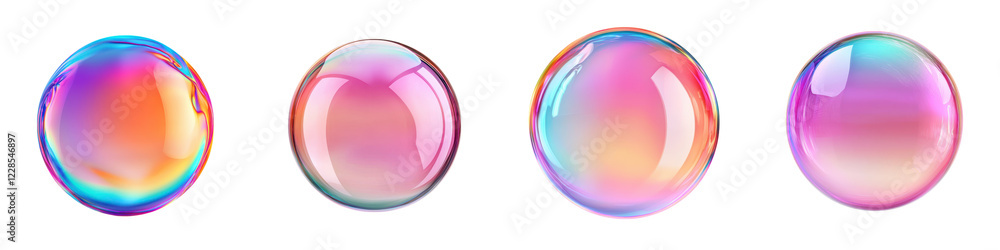 Poster captivating abstract composition featuring glossy iridescent glass spheres that reflect and refract 