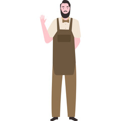 Flat Illustration of a barbermanin Apron and Bow Tie
