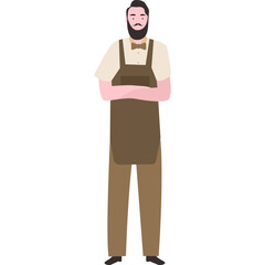 Flat Illustration of a barbermanin Apron and Bow Tie