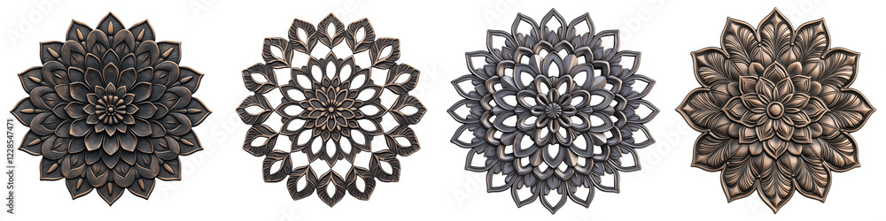 Poster visually stunning and captivating dark floral mandala patterns created using digital techniques the 