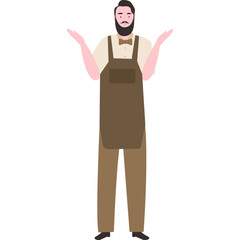 Flat Illustration of a barbermanin Apron and Bow Tie