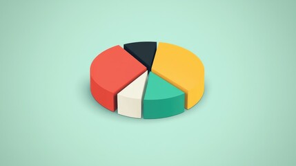 Fototapeta premium Colorful Pie Chart Representation on Soft Green Background