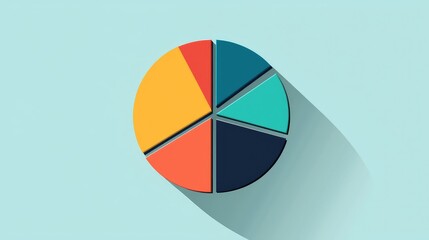 Fototapeta premium Colorful 3D Pie Chart on Light Blue Background for Data Visualization