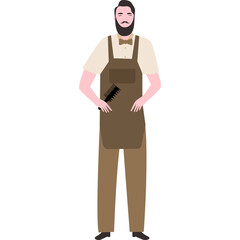 Flat Illustration of a barbermanin Apron and Bow Tie
