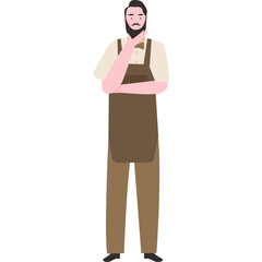 Flat Illustration of a barbermanin Apron and Bow Tie