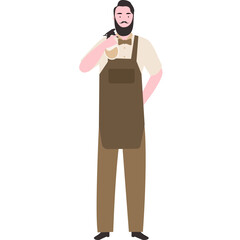 Flat Illustration of a barbermanin Apron and Bow Tie and comb and water spray