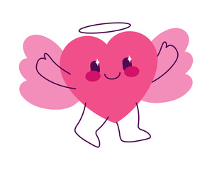 Winged Heart with Happy Face Illustration