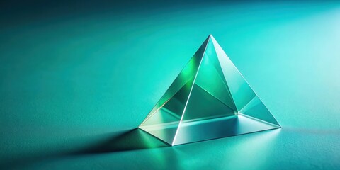 Triangular prism layering on a turquoise background , geometric, prismatic,  geometric