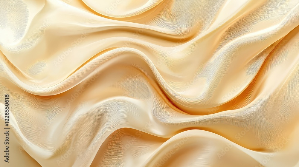 Poster Elegant Soft Yellow Fabric with Gentle Waves and Textured Patterns