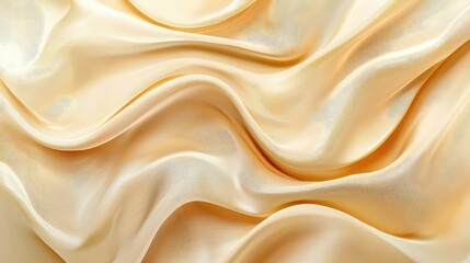 Fototapeta premium Elegant Soft Yellow Fabric with Gentle Waves and Textured Patterns