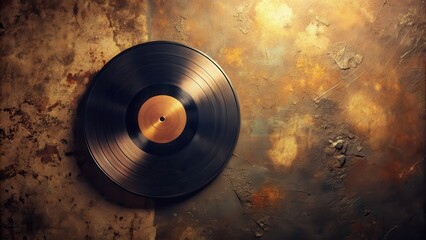 Obraz premium A Classic Vinyl Record on a Textured Background, Evoking Nostalgia and the Golden Age of Music