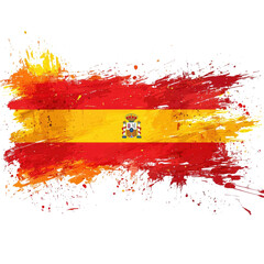 A stylized depiction of the Spanish flag with a paint splash effect.