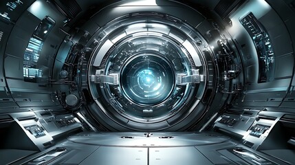 Futuristic Spaceship Interior Control Room Design