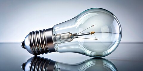 Isolated Light Bulb on White Background - Bright Ideas, Energy Efficiency, Innovation, Lighting Concepts, Clear Glass, Modern Design, Home Decor, Eco-Friendly Solutions, Illumination, Technology