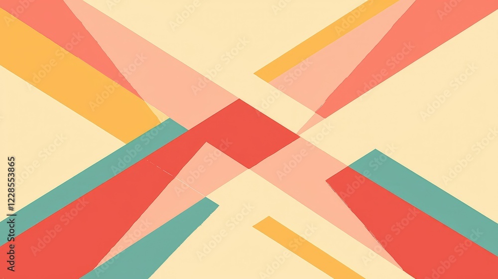 Poster abstract geometric composition with colorful shapes and lines