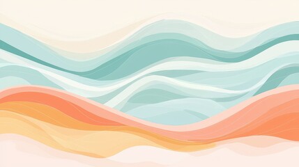 Fototapeta premium Abstract Waves in Soft Colors with Gentle Curves and Flowing Lines