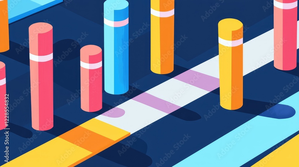 Aufkleber abstract colorful geometric shapes in dynamic composition design