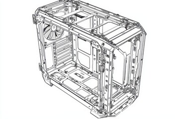 Fototapeta premium Detailed Technical Illustration of an Empty Computer Case Framework