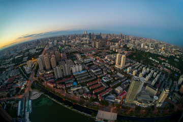 City view of Tianjin China at night