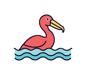 Graceful flamingo wading tropical wetlands bird icon