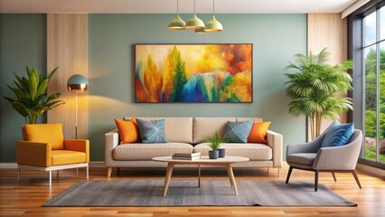 Minimalist Living Room Design: Abstract Art & Cozy Interior Decor