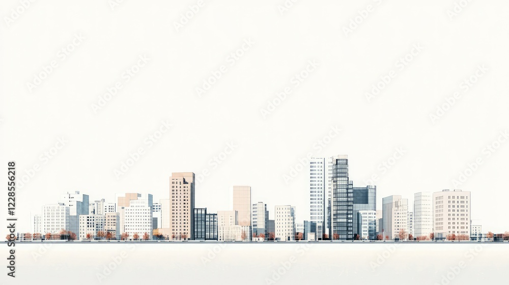 Poster modern city skyline with minimalistic architecture and design elements