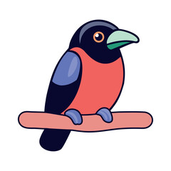 Exotic songbird perched vibrant rainforest bird icon