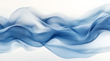 Fototapeta premium Abstract Blue Waves Flowing Gently Across White