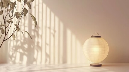 Soft Light from Lantern Casting Shadows on Minimalist Surface