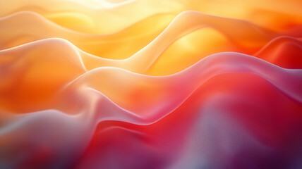 Obraz premium Soft, flowing fabric in warm hues of orange and pink creates serene atmosphere. gentle waves evoke sense of calm and tranquility