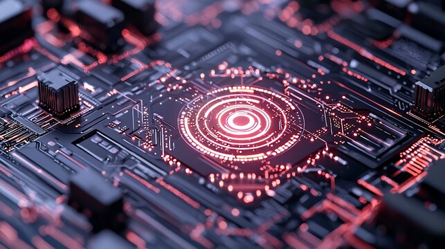 Glowing Circuit Board Data Center Technology