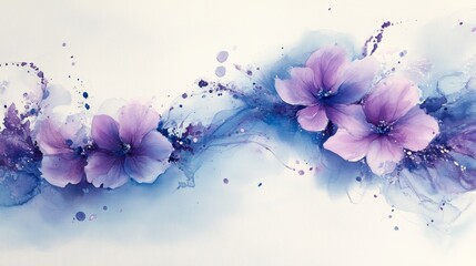 Abstract Watercolor Painting of Lavender Flowers