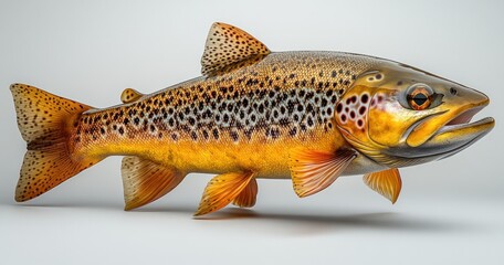 Brown Trout Fish Salmo Trutta Illustration Freshwater Wildlife Cooking Seafood Sport Fishing Angling Catch River Stream Lake Creek Nature