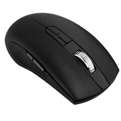 A sleek black computer mouse designed for ergonomic use and precise navigation.