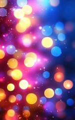 Vibrant Blurry Purple Christmas Tree with Colorful Bokeh Lights and Dreamy Atmosphere