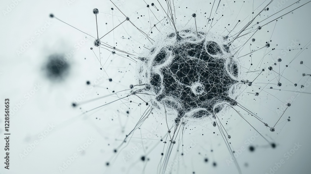 Poster abstract representation of a virus with intricate network design