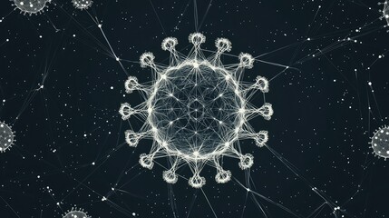 Abstract Network Illustration of Virus Structure and Connections