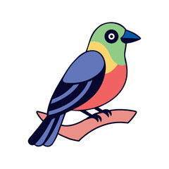 Exotic songbird perched vibrant rainforest bird icon