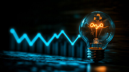 glowing light bulb with glowing filament against dark background, symbolizing innovation and creativity