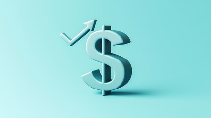 Obraz premium Growing Dollar Sign with Upward Trend Arrow on Blue Background