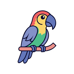 Colorful macaw perched exotic rainforest bird icon
