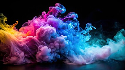 Obraz premium Slow Motion Vapor, Closeup, Black Background, Low Light Photography, Airy, Ethereal, Smoke, Steam, Haze, Wispy