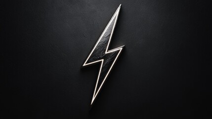 Metallic lightning bolt emblem on textured black background